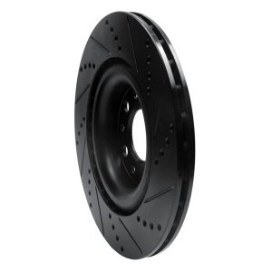 Alfa Romeo Stelvio Brake Rotor (1) - Rear Left - R1 Concepts - Drilled & Slotted - Black - `17-`25